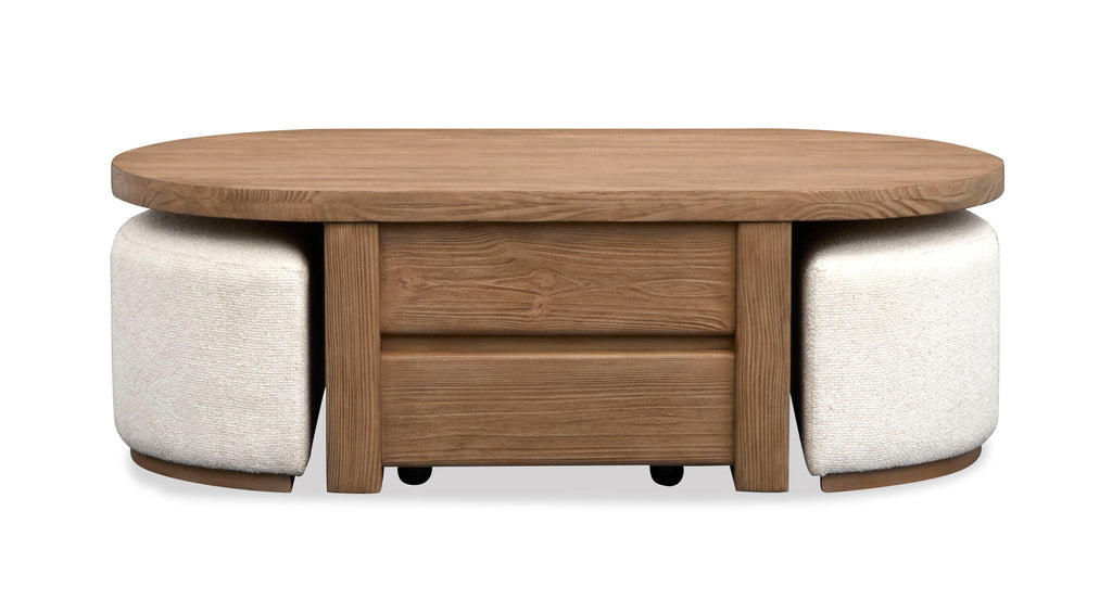 Hayden - Lift Top Storage Cocktail Table With Casters And Two Upholstered Stools - Golden Oat