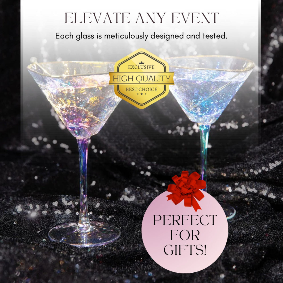 Iridescent Hammered Martini & Cocktail Glasses