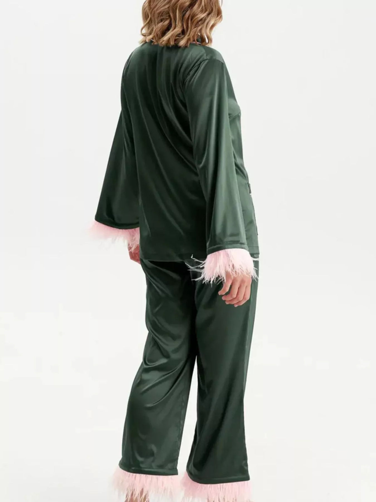 Silky Button Up Top and Pants Lounge Set