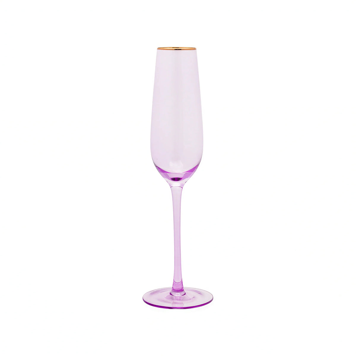 Kadra Kitchenware Vikko Decor VD-P8-LI Champagne Flute Glass, 8.5 oz, Lilac with Gold Rim Case of 24