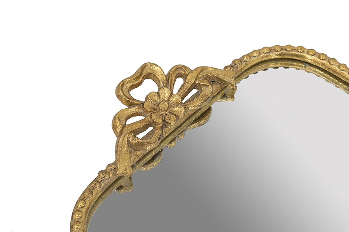 Ornate Gold Accent Tray with Mirrored Surface - Gold