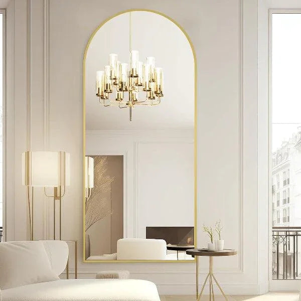 MELOMOIR Large Arched Mirror - Full Length, Extra Large Floor Mirror for Bedroom, Living Room, Gym - Hanging or Leaning - Gold Frame