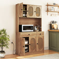 71 Inches Pantry Cabinet with Hutch and Charging Station-Natural