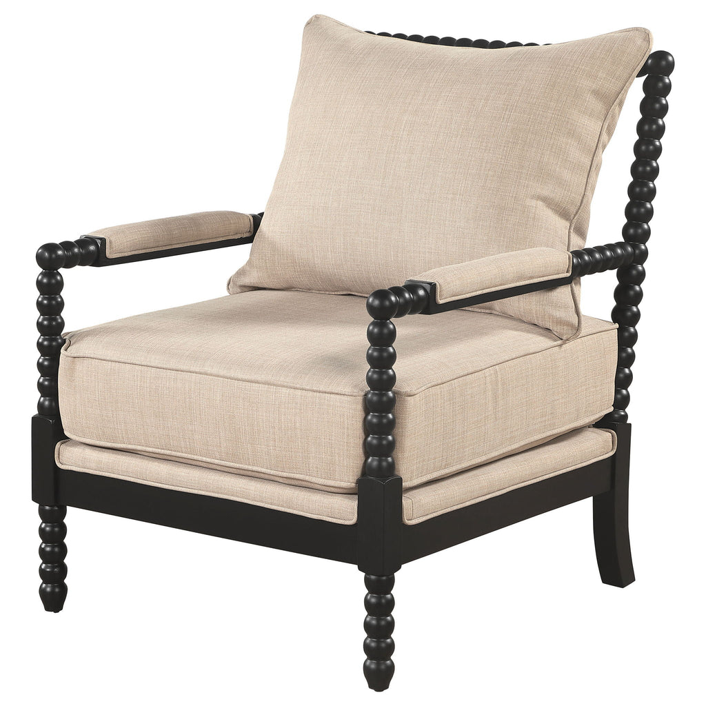 Blanchett Upholstered Bobbin Accent Chair Beige and Black