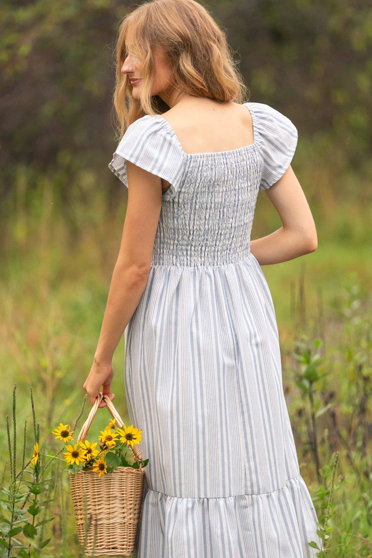 Summer Flutter Sleeve Midi Dress: XL