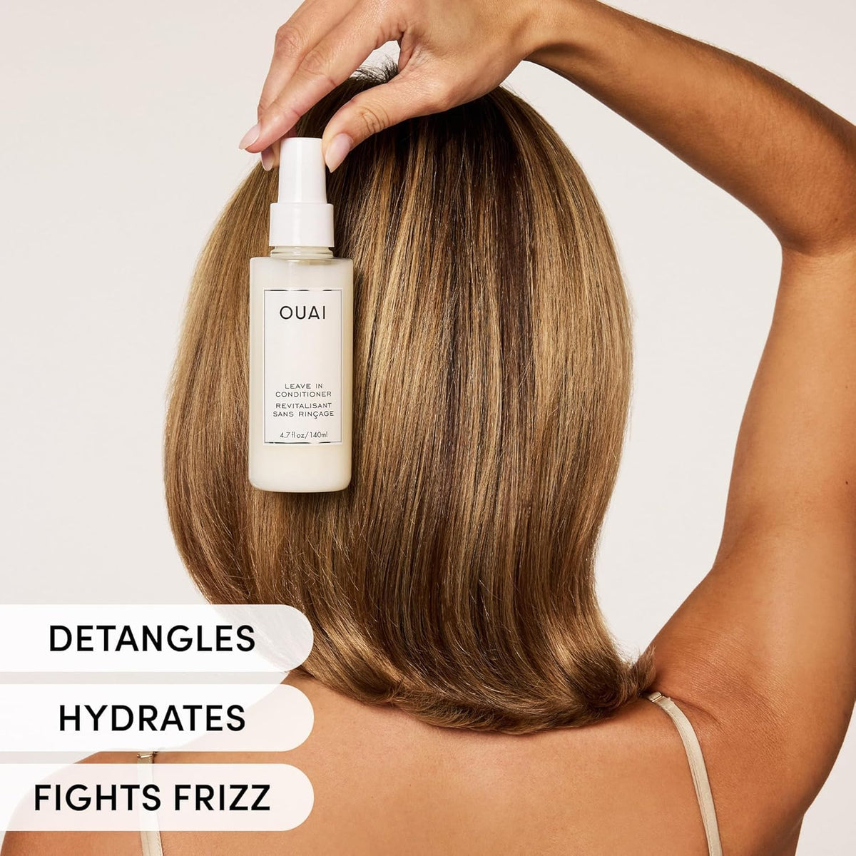 OUAI Leave In Conditioner & Heat Protectant for Hair - Prep Hair for Styling or Use as Detangling Spray to Fight Frizz & Flyaways - No Parabens, Sulfates or Phthalates (4.7 oz)