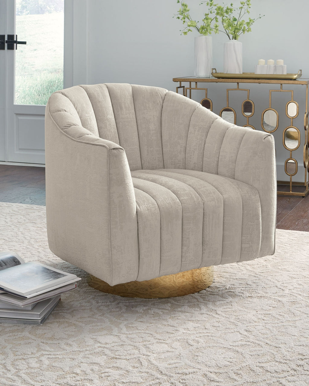 Penzlin - Swivel Accent Chair - Pearl