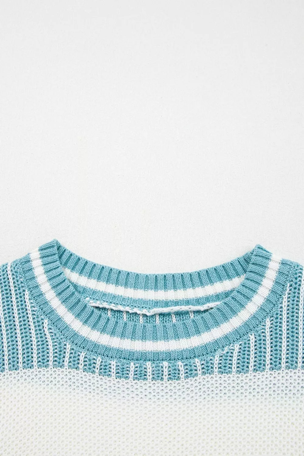 Two Tone Striped Patchwork Drop Shoulder Loose Sweater