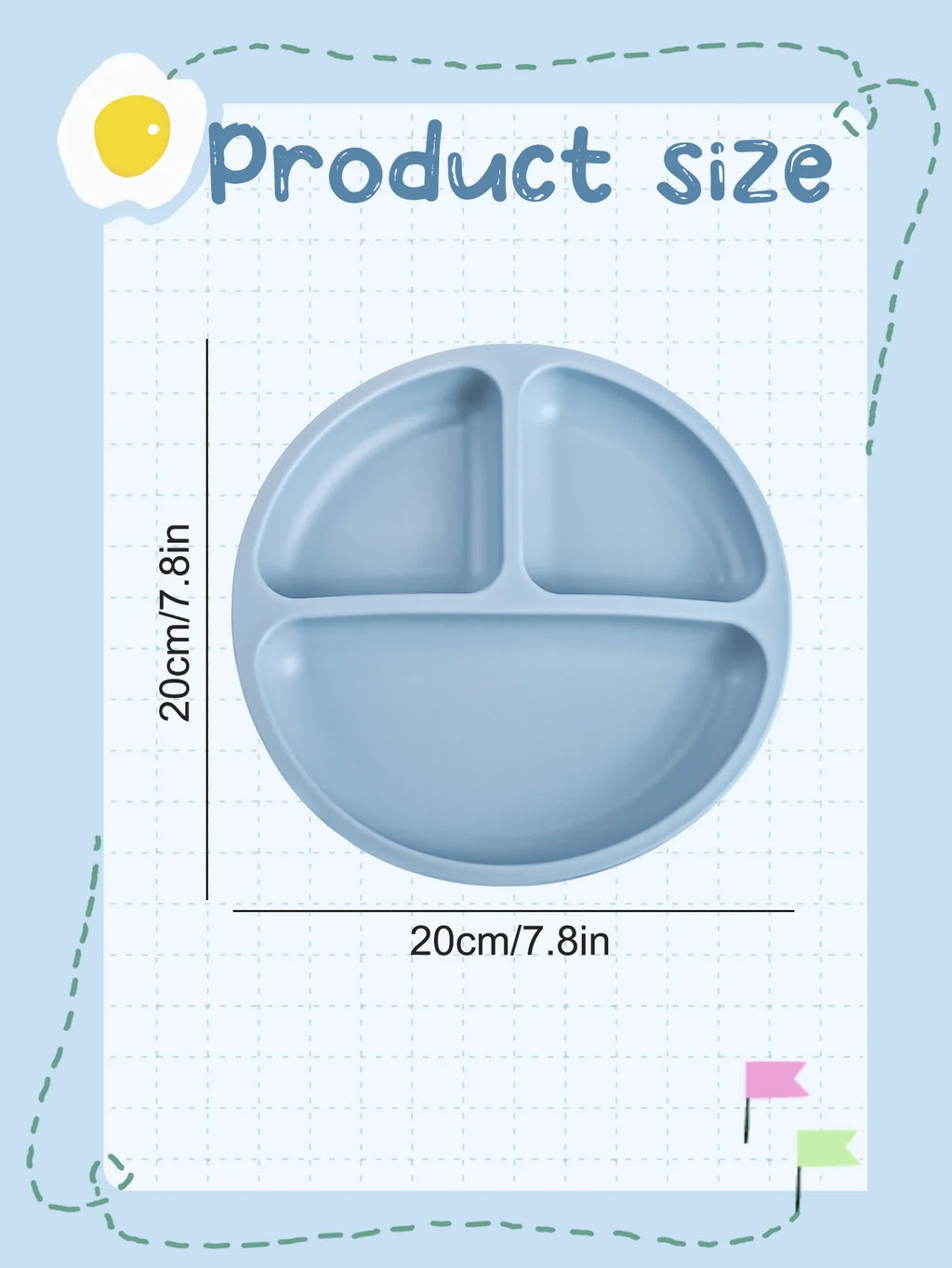 TYRY.HU 100% Silicone Baby Feeding Tray – Compartmentalized Meal Tray with Suction Cup for Secure Attachment to Table