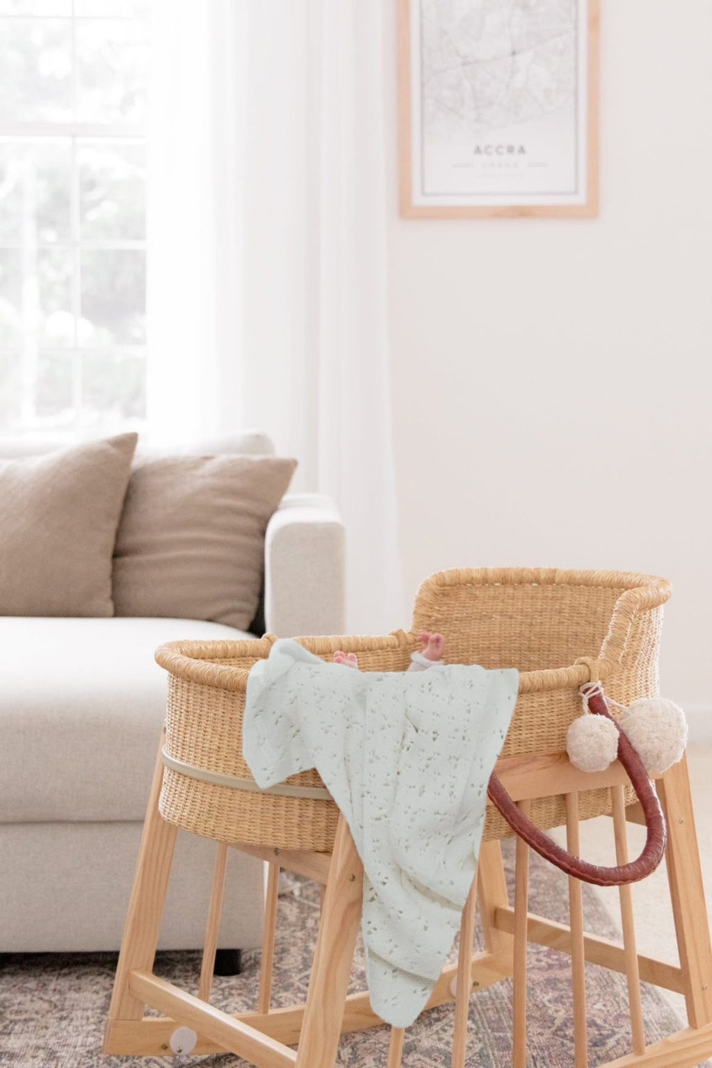 Vanilla White Pointelle Knit Blanket