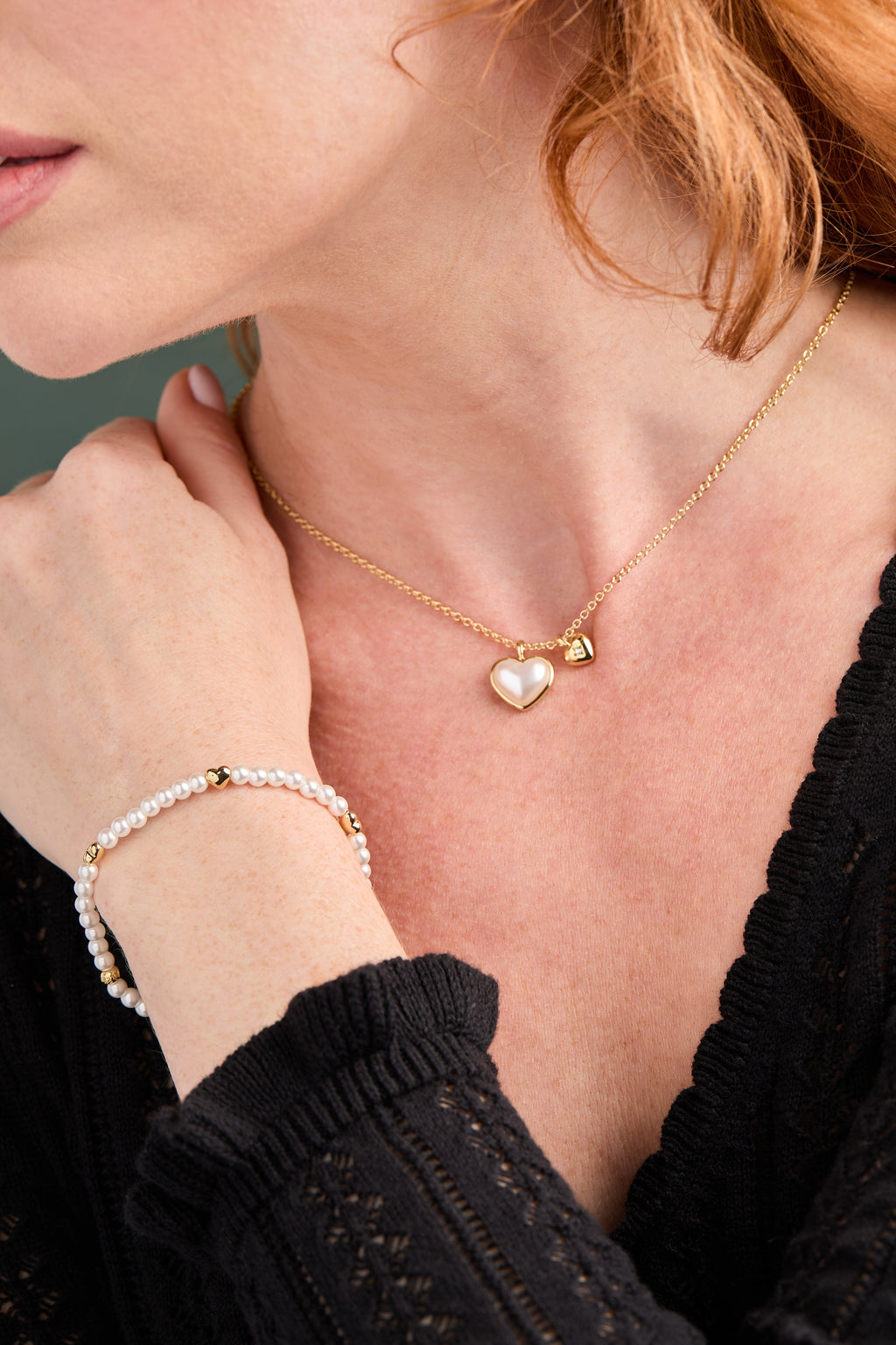 Alex + Ani Heart and Pearl Stretch Bracelet