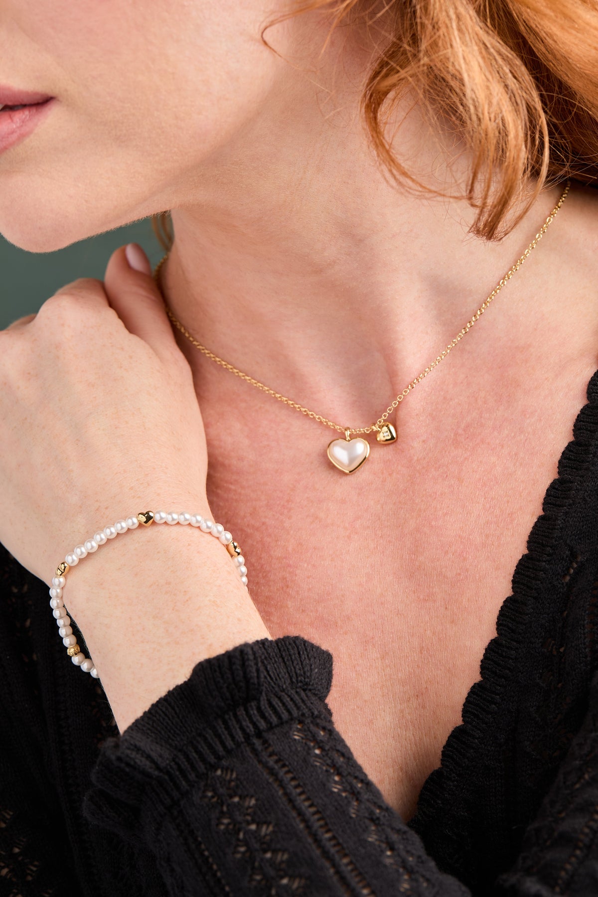 Alex + Ani Heart and Pearl Stretch Bracelet