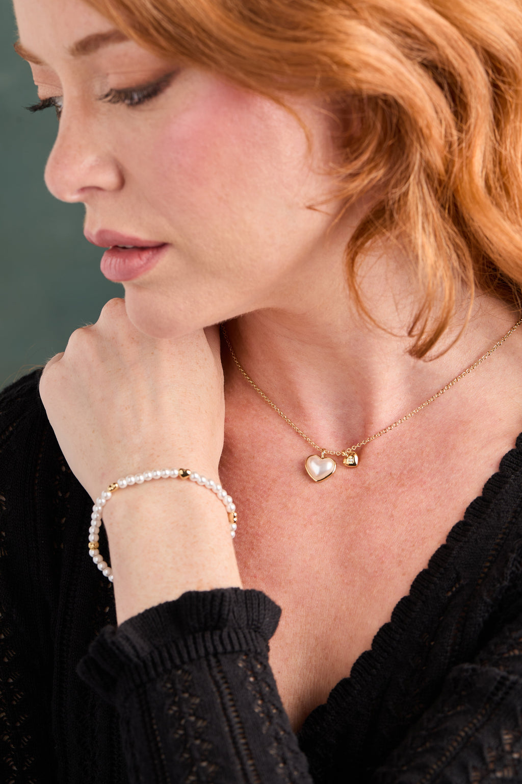 Alex + Ani Heart and Pearl Stretch Bracelet
