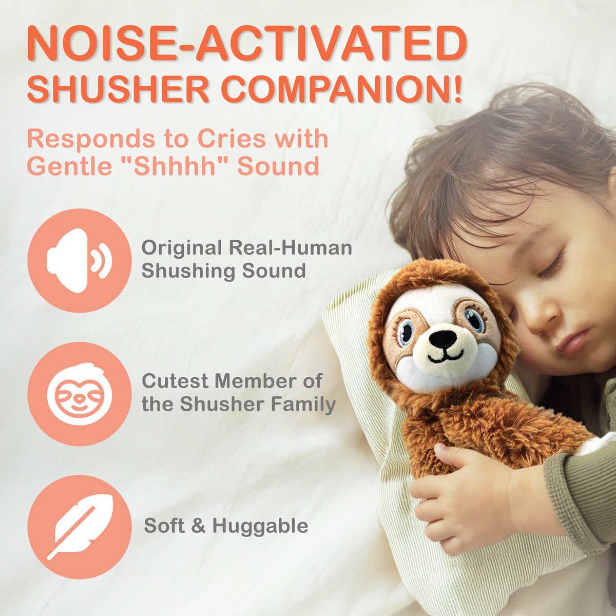Baby Shusher Sloth – Real Shushing Sound & Smart Cry Detection