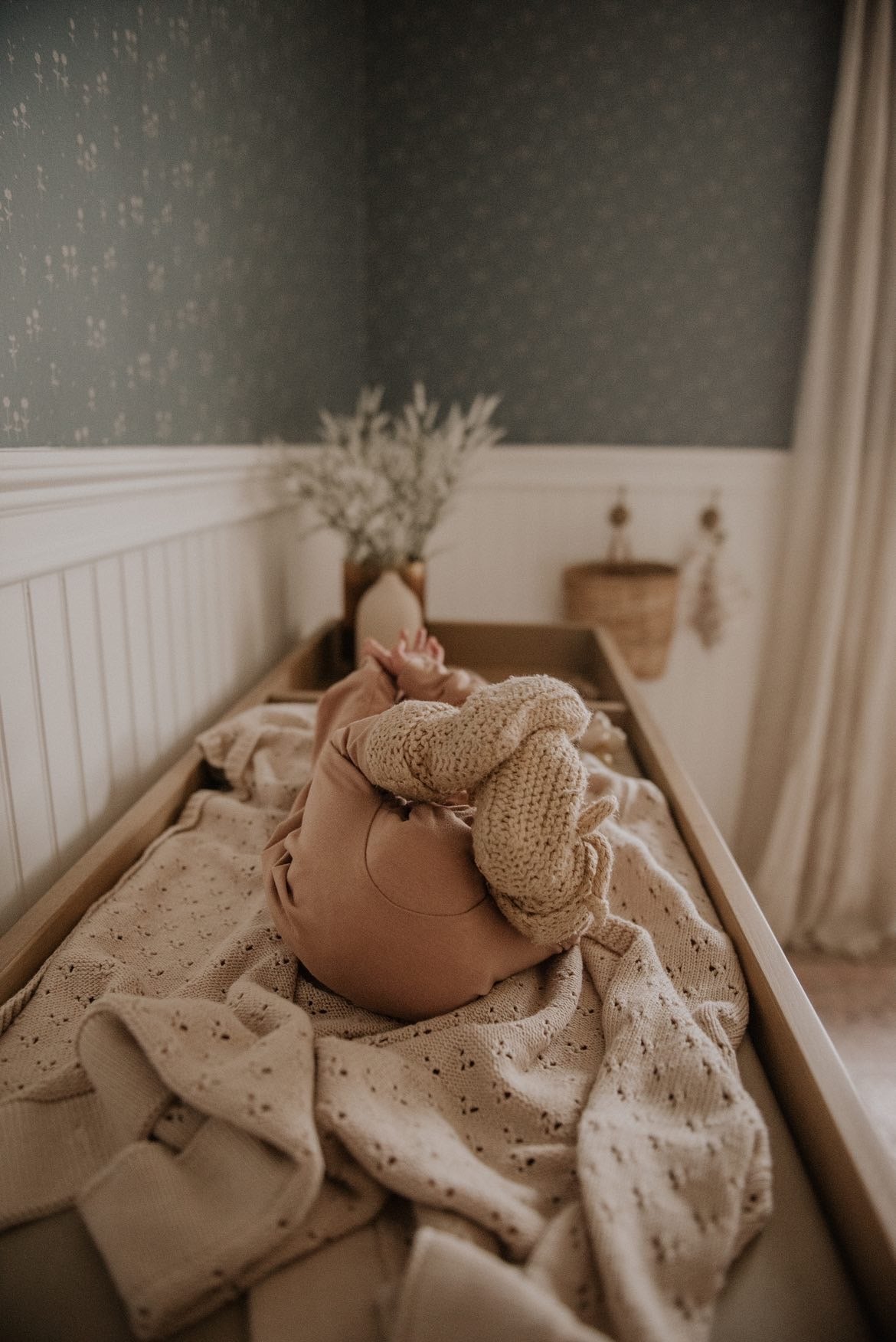 Toffee Pointelle Knit Blanket