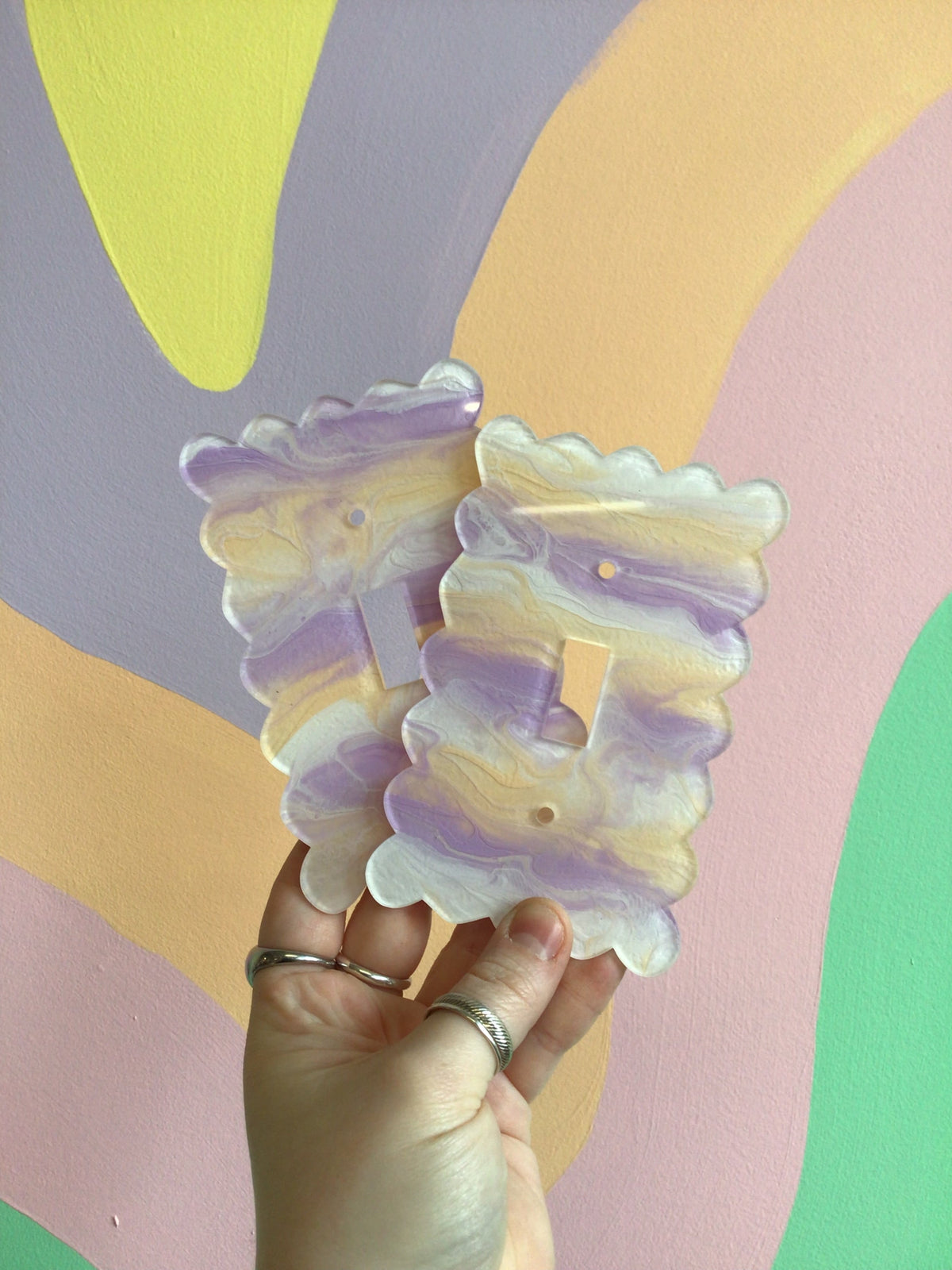 Lavender and Orange Marbled Outlet Covers