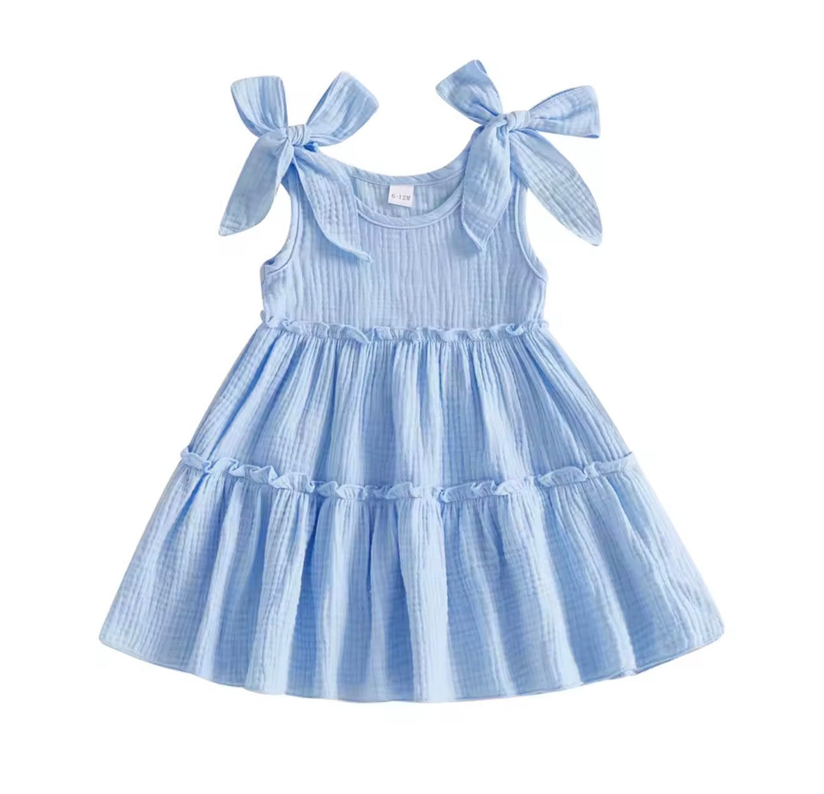 Blue Muslin Tiered Dress