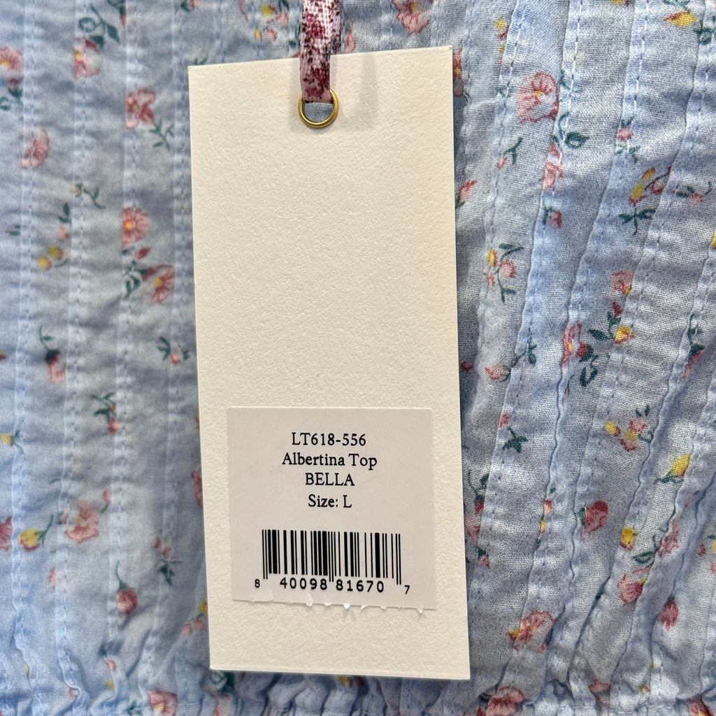 LoveShackFancy Albertina Cropped Top in Bella Blue Lace details brand new