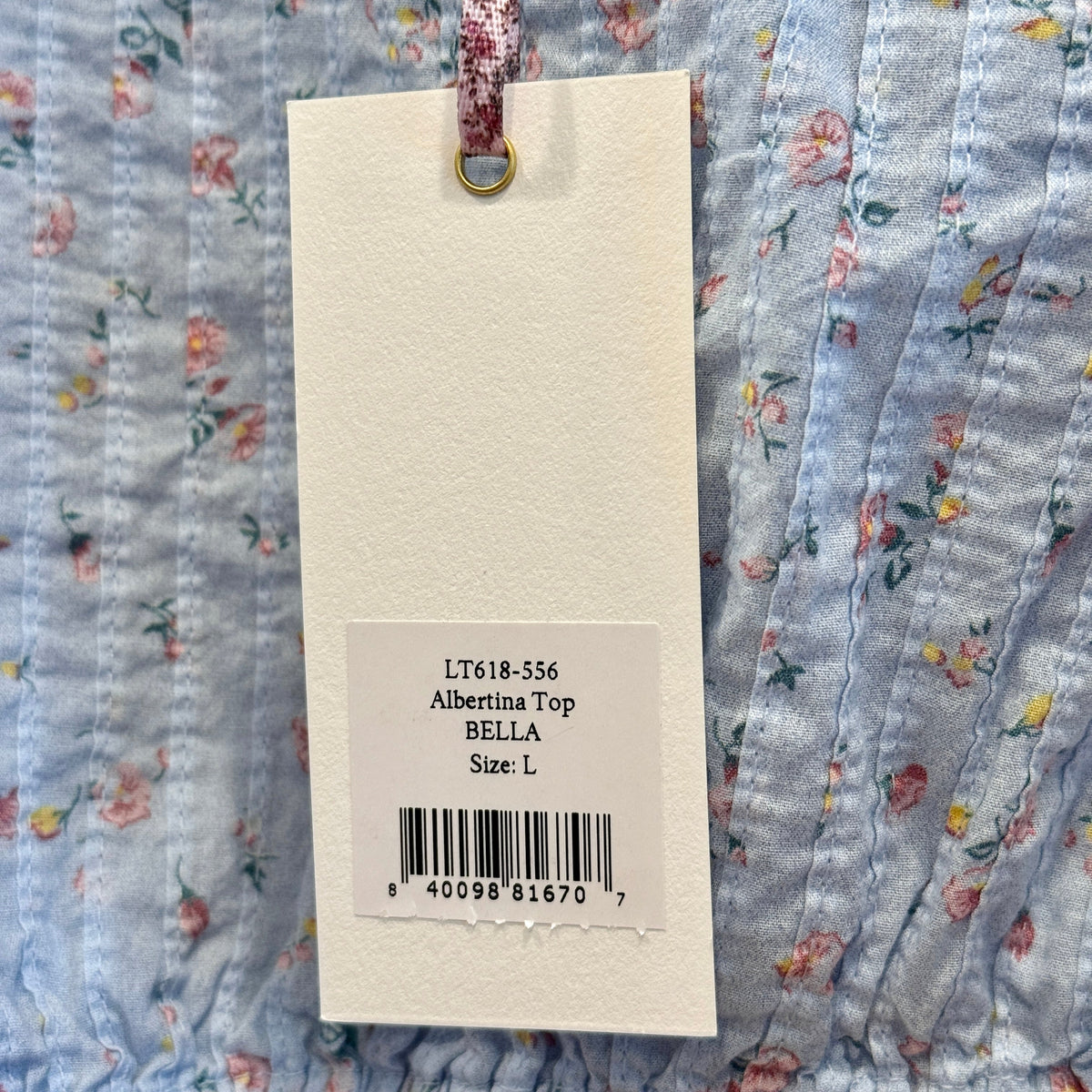 LoveShackFancy Albertina Cropped Top in Bella Blue Lace details brand new