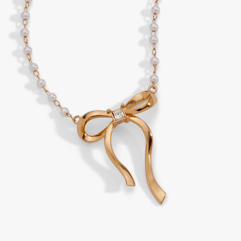 Alex + Ani Bow Pearl Coquette Necklace