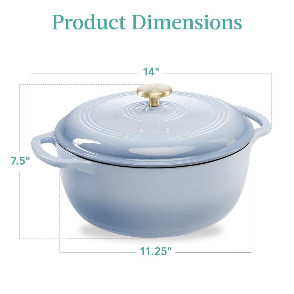 6 Quart Baby Blue Enamel Cast-Iron Dutch Oven