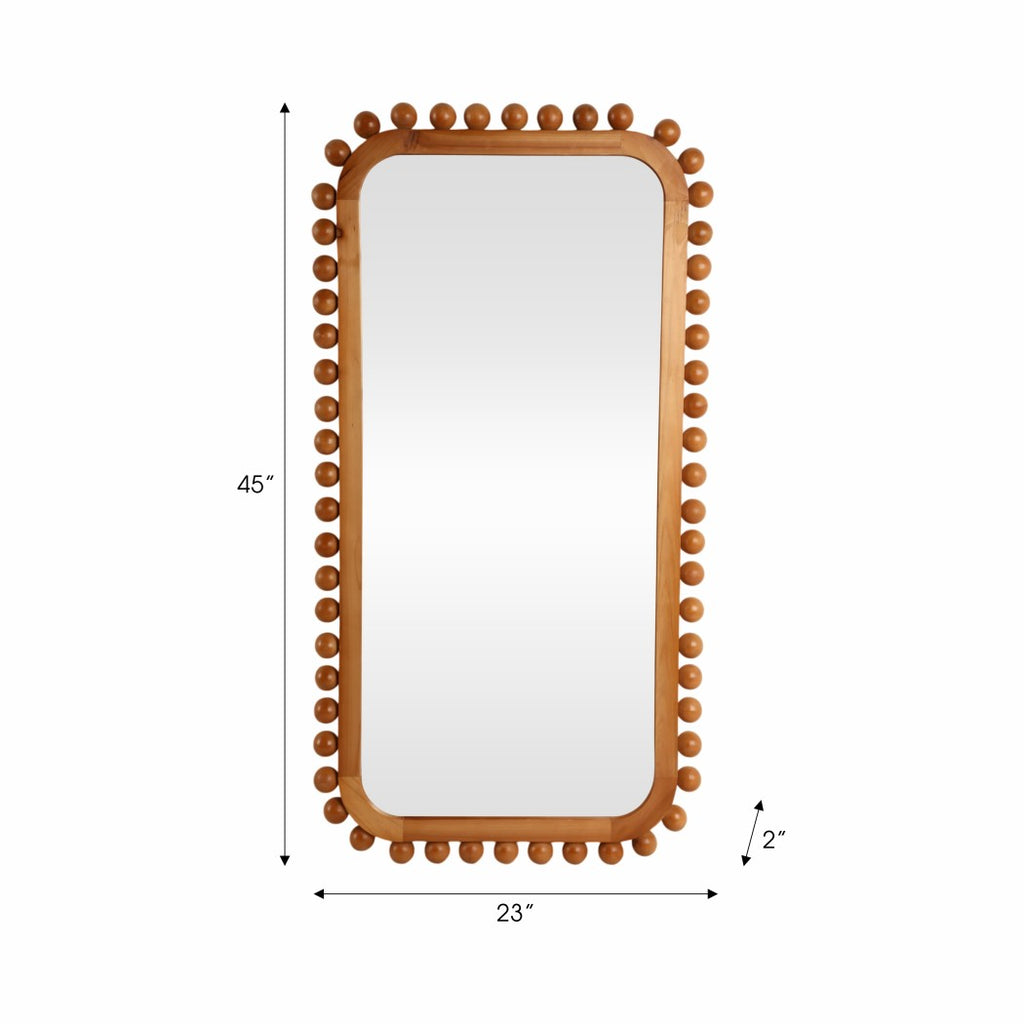 Decorative Mirror - Brown Wood Knobby Rectangular, 23x45 in.