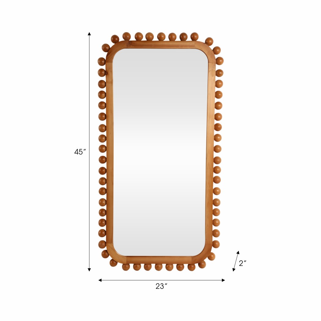 Decorative Mirror - Brown Wood Knobby Rectangular, 23x45 in.