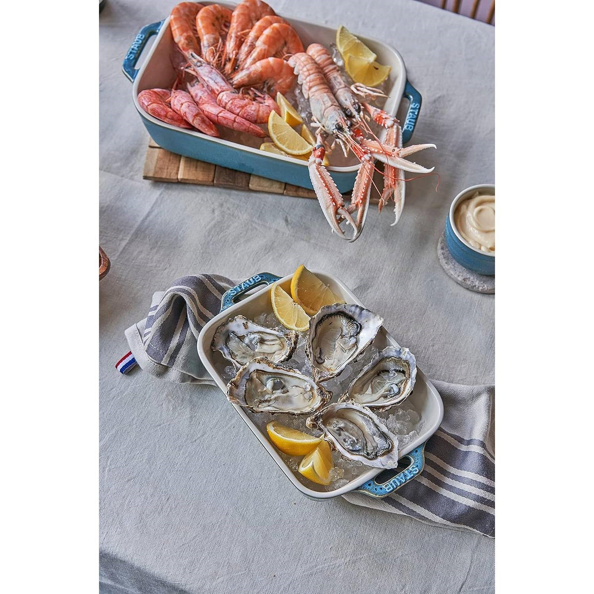 Set of 2 - Ceramic Stoneware Baking Dish Set in Blue