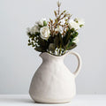 Ceramic White Pitcher Vase with Handle 6.5"