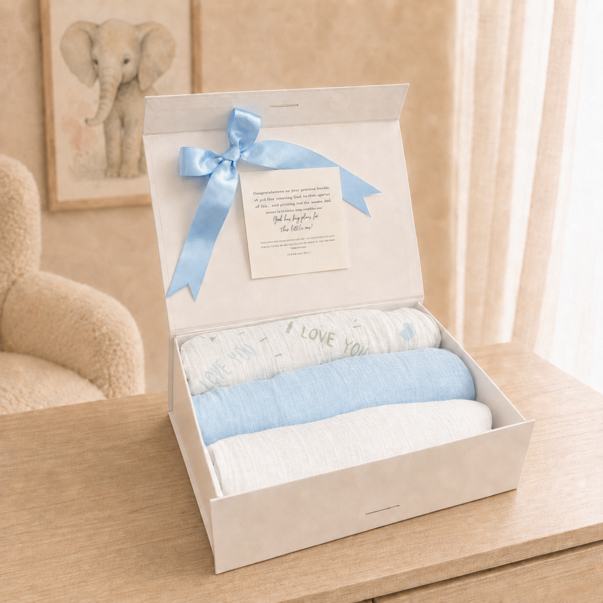 Boy Muslin Swaddle Blankets - Set of 3
