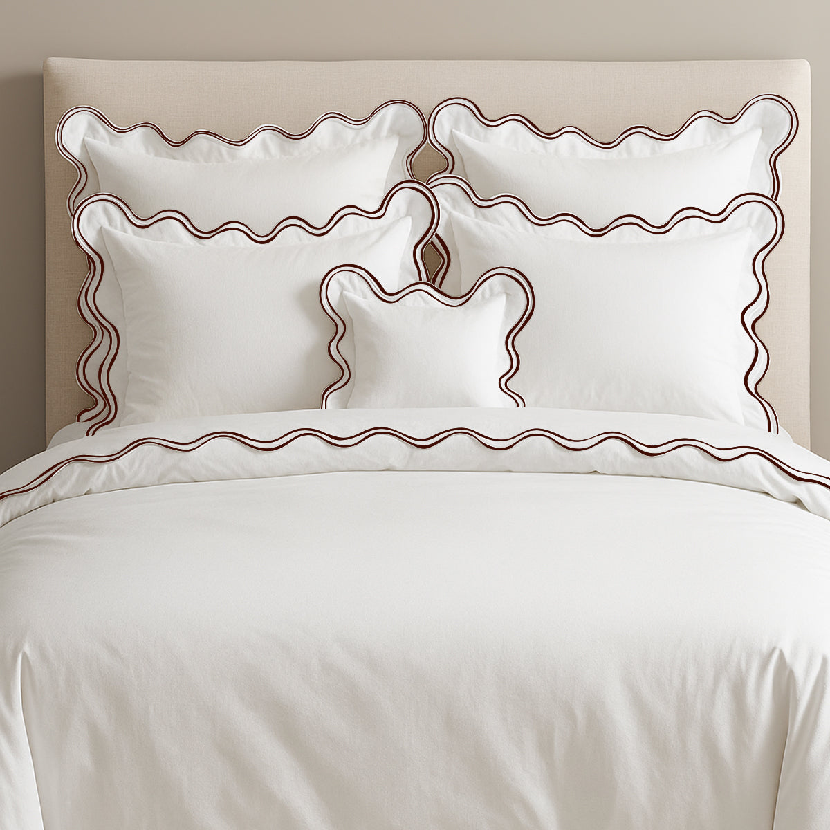 400TC Cotton Sateen Double Scalloped Duvet Cover Set