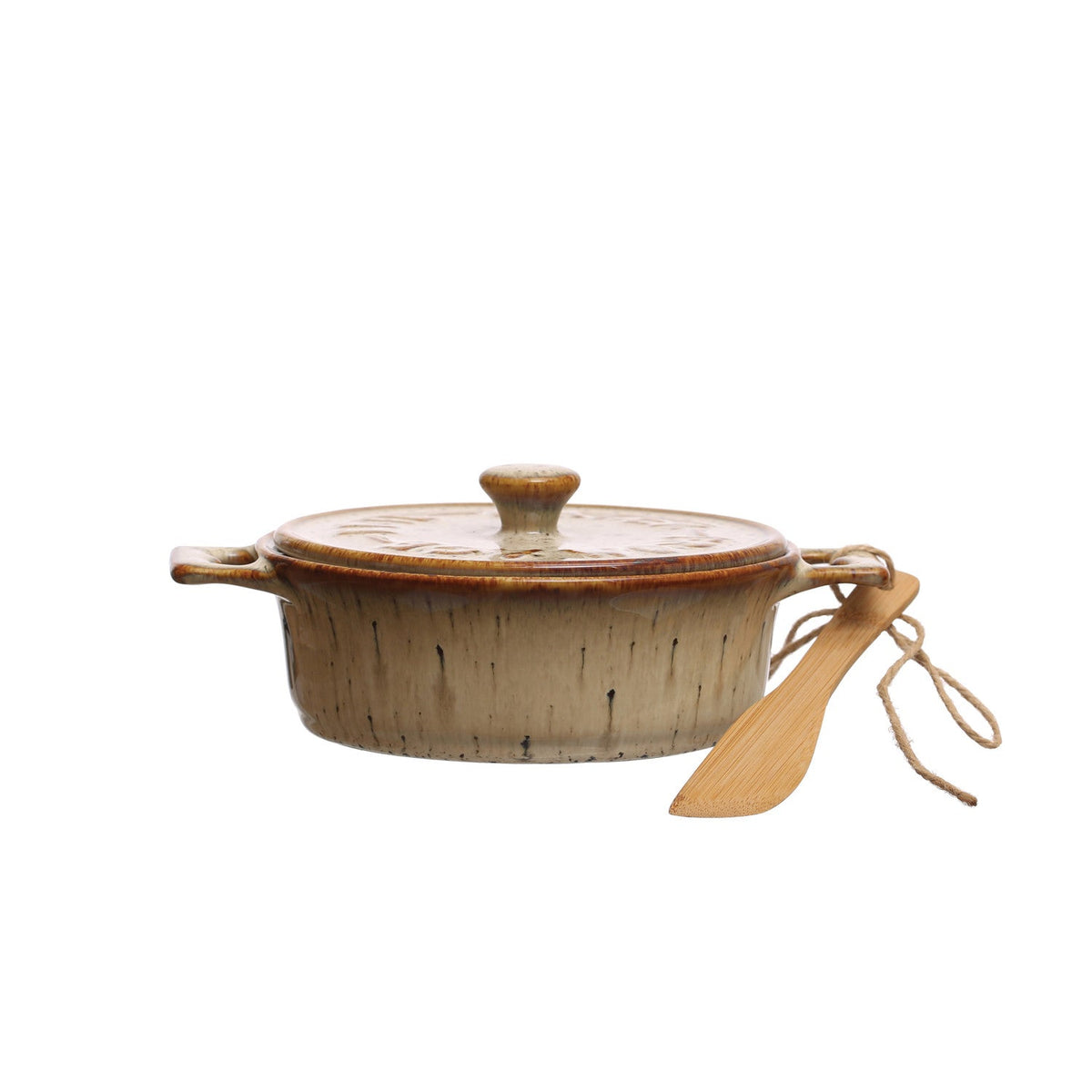 Ceramic Brie Baker with Bamboo Spreader
