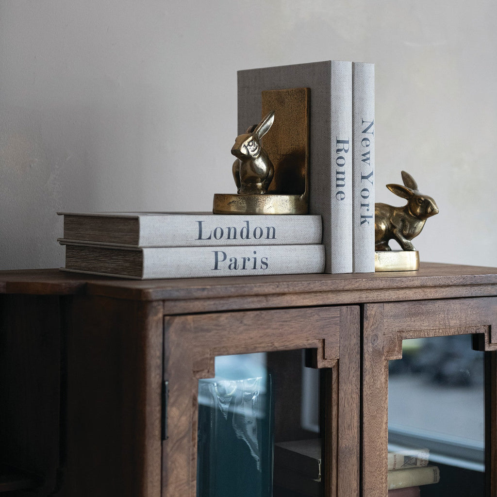 Antique Gold Aluminum Rabbit Bookends