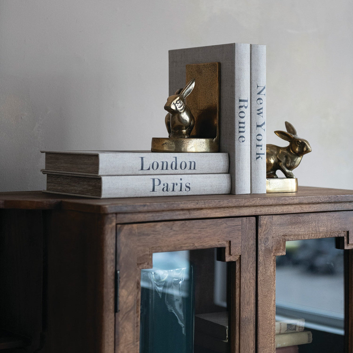 Antique Gold Aluminum Rabbit Bookends