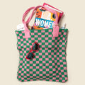 Pink and Green Checkered Tote