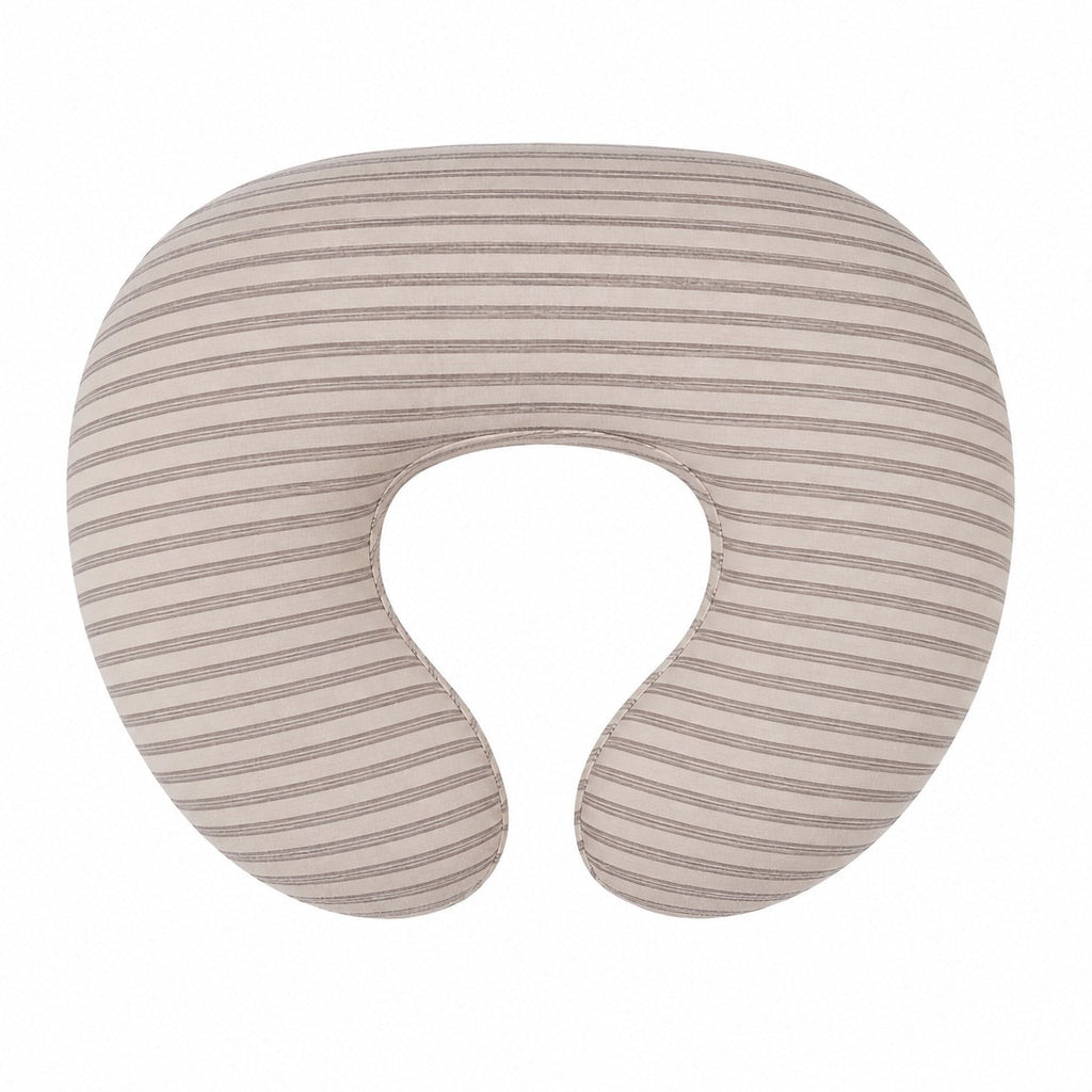 Grey Ivory Stripe Ruffle Nursing Pillow Cover