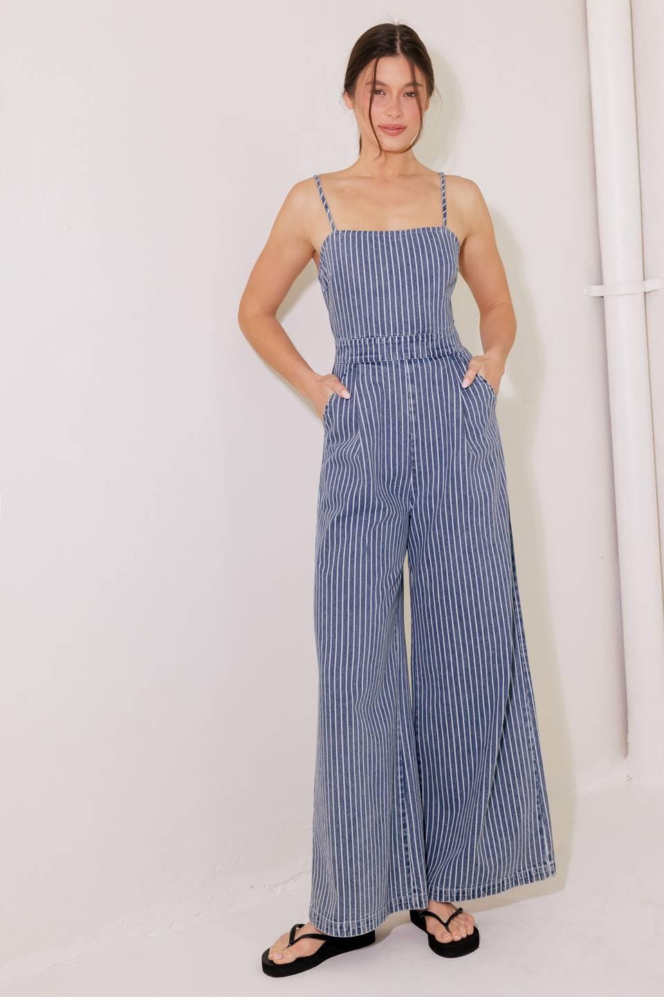 BEGIN AGAIN BLUE DENIM JUMPSUIT