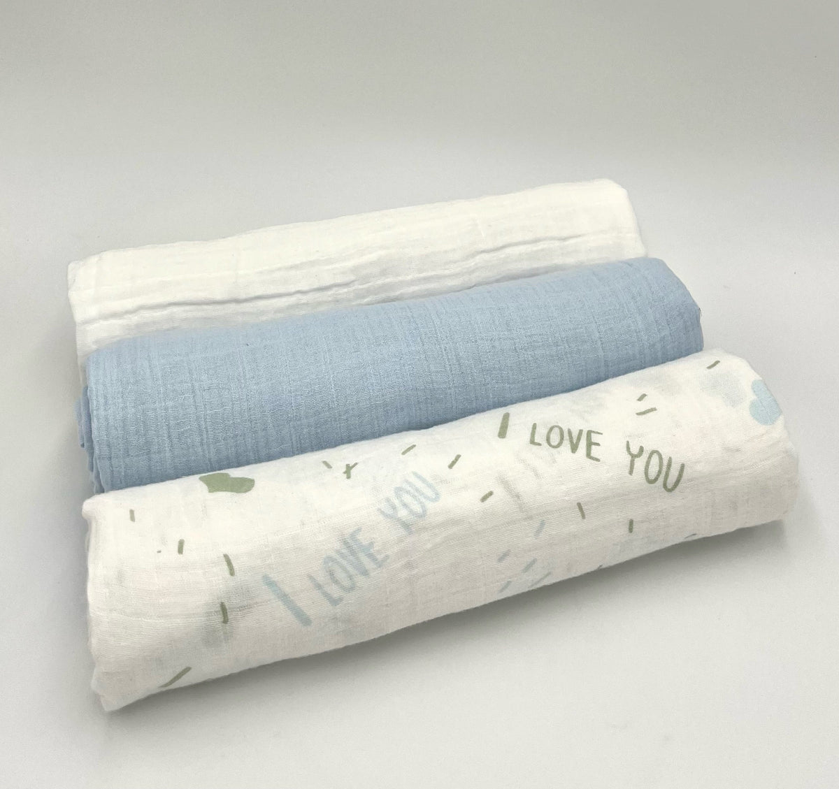 Boy Muslin Swaddle Blankets - Set of 3