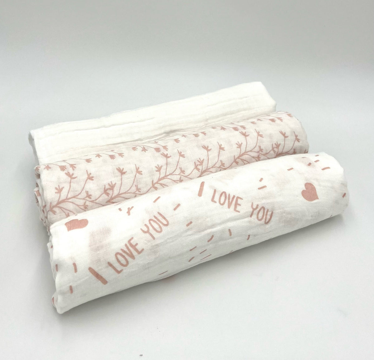 Girl Muslin Swaddle Blankets - Set of 3