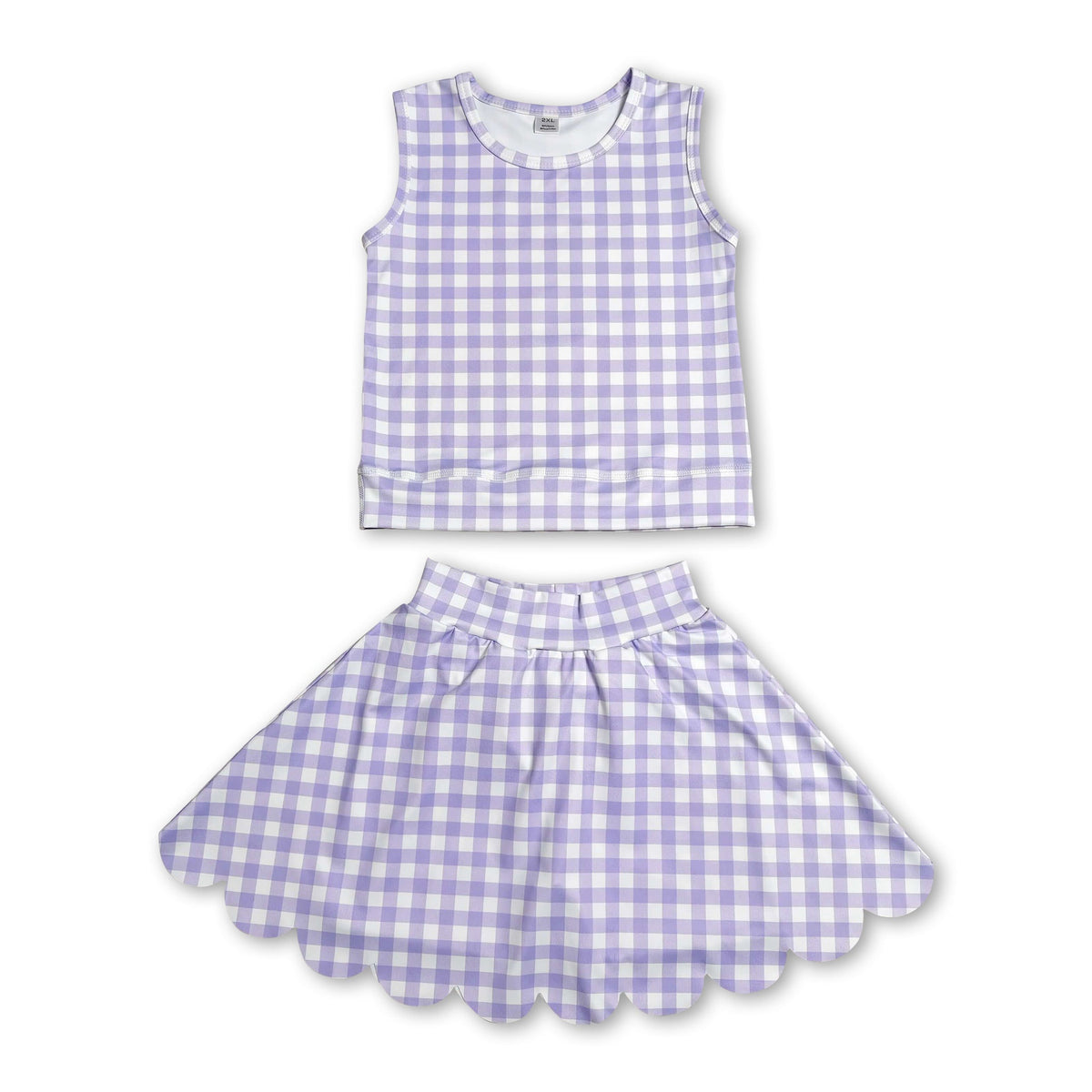 Sleeveless Lavender Plaid Active Set