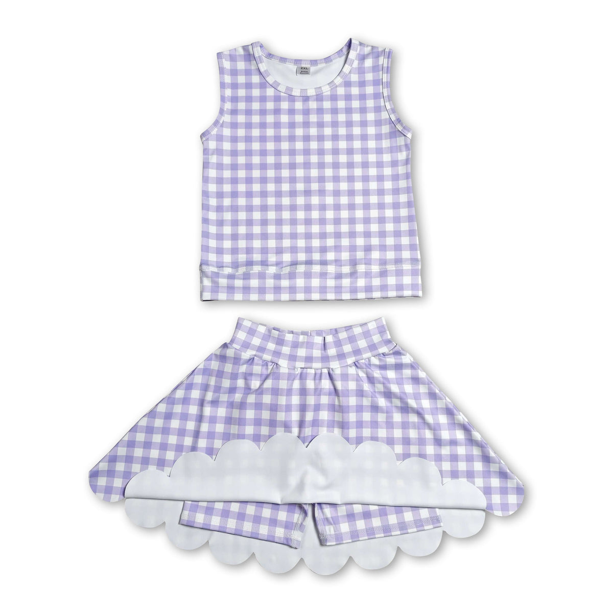 Sleeveless Lavender Plaid Active Set