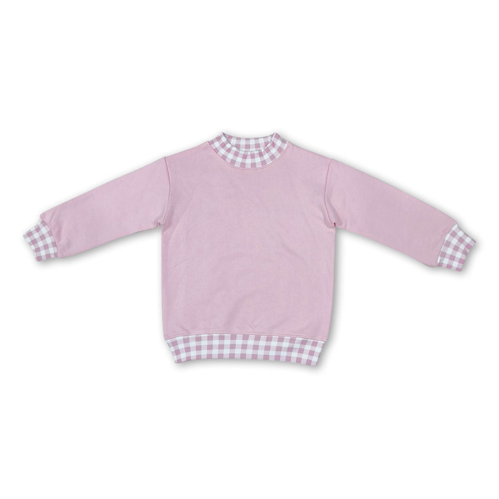 Pink Plaid Mock Neck Sweatshirt