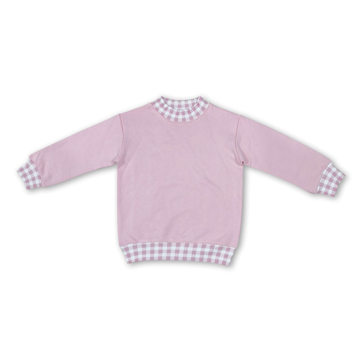 Pink Plaid Mock Neck Sweatshirt