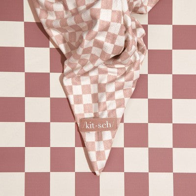 Kitsch Extra Large Hair Towel - Terracotta Checker