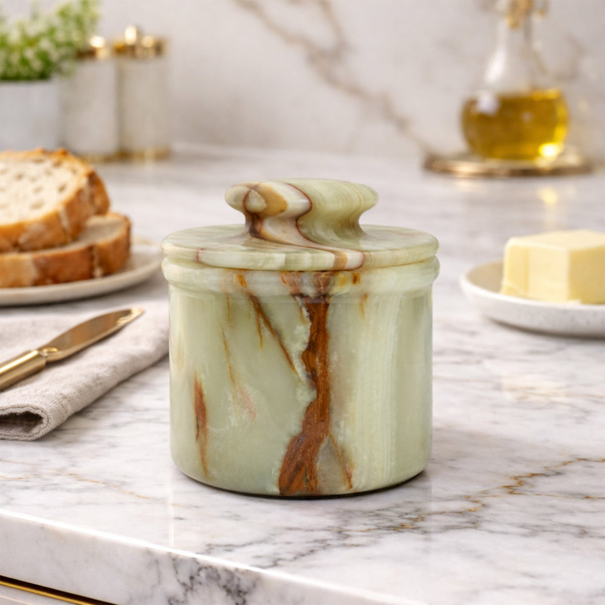 Green Onyx French Butter Crock