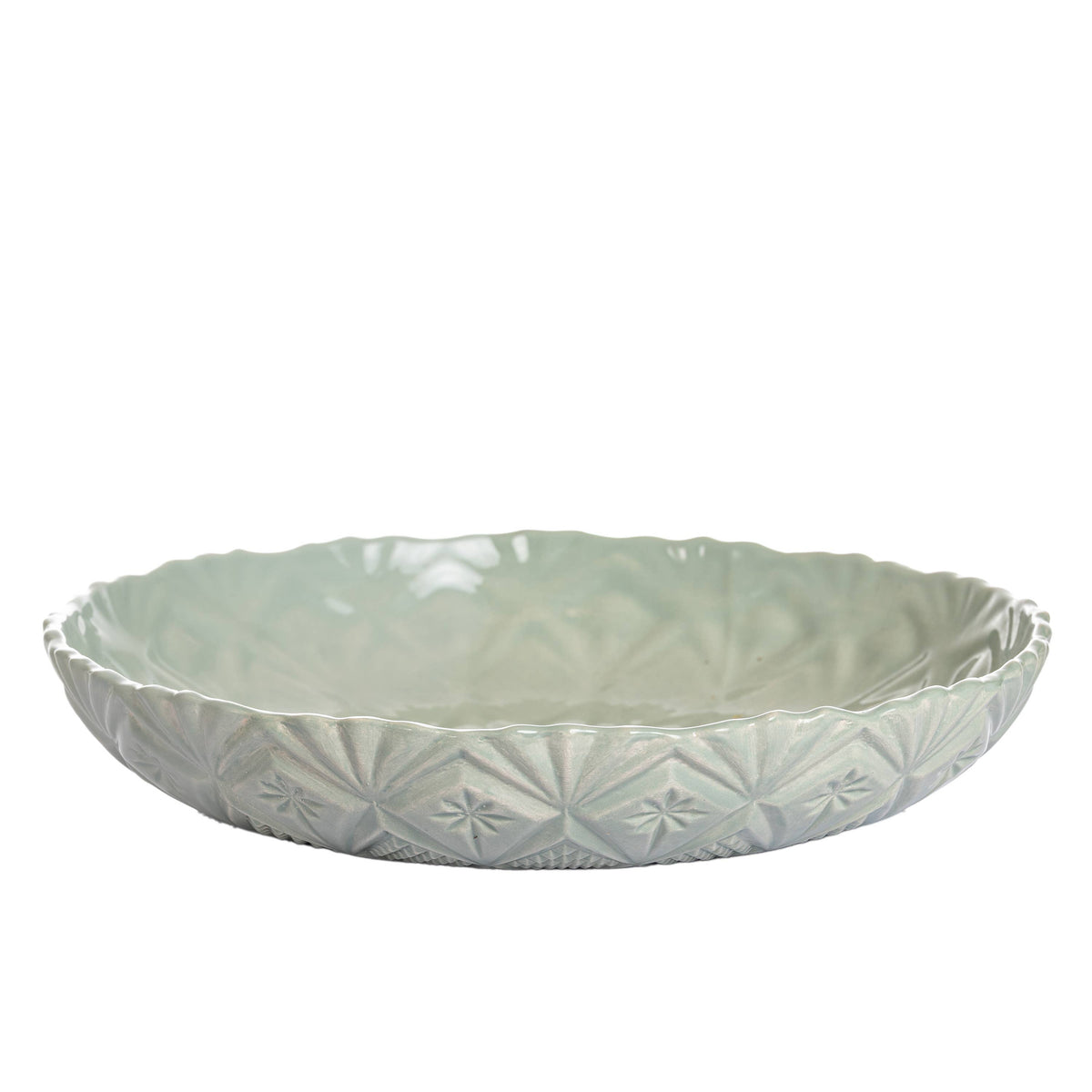 Vintage Inspired Handmade Ceramic Platter – Green, 12"
