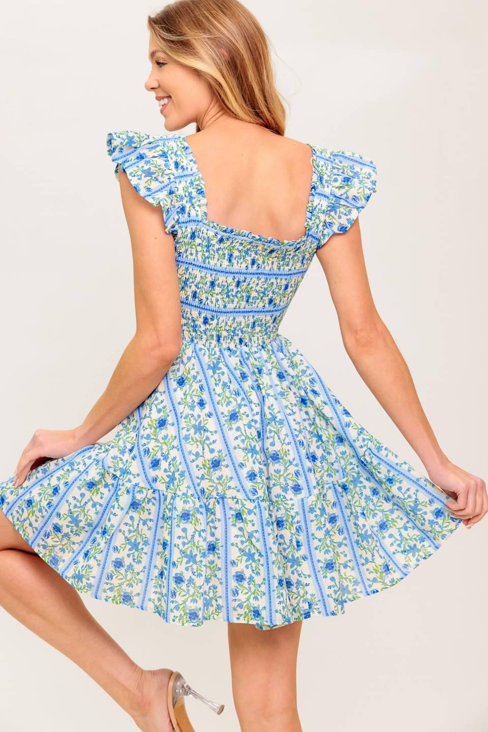 FAIRFAX GERANIUM WOVEN MINI DRESS