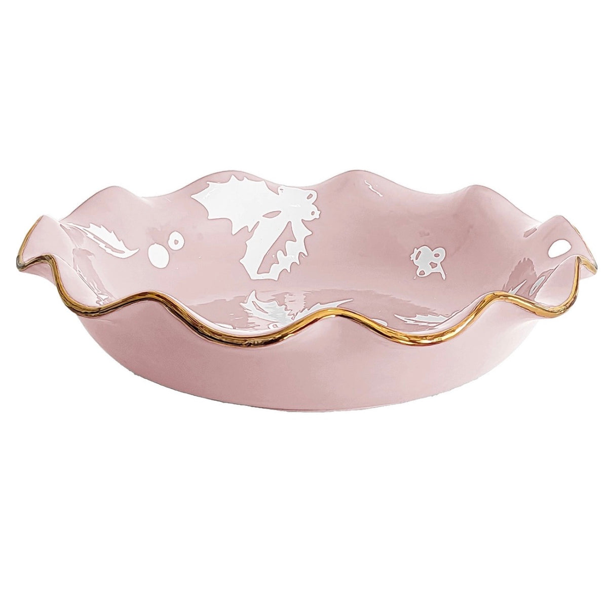 Pink Scalloped Bowl with 22K Gold