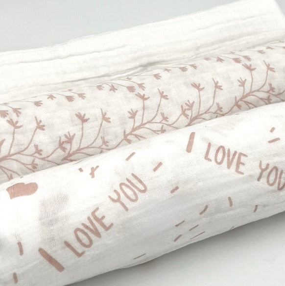 Girl Muslin Swaddle Blankets - Set of 3