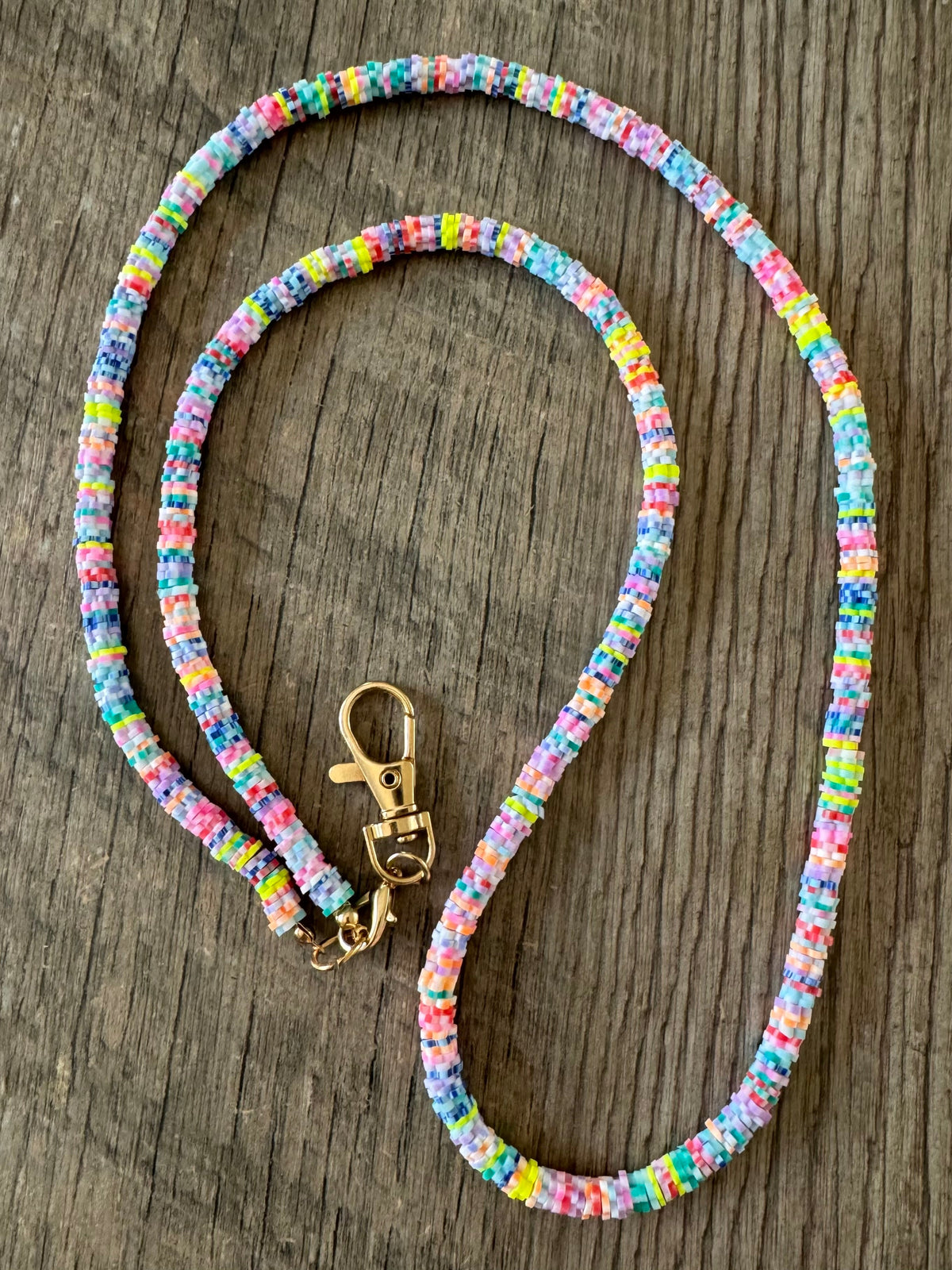 Rainbow Beaded Lanyard